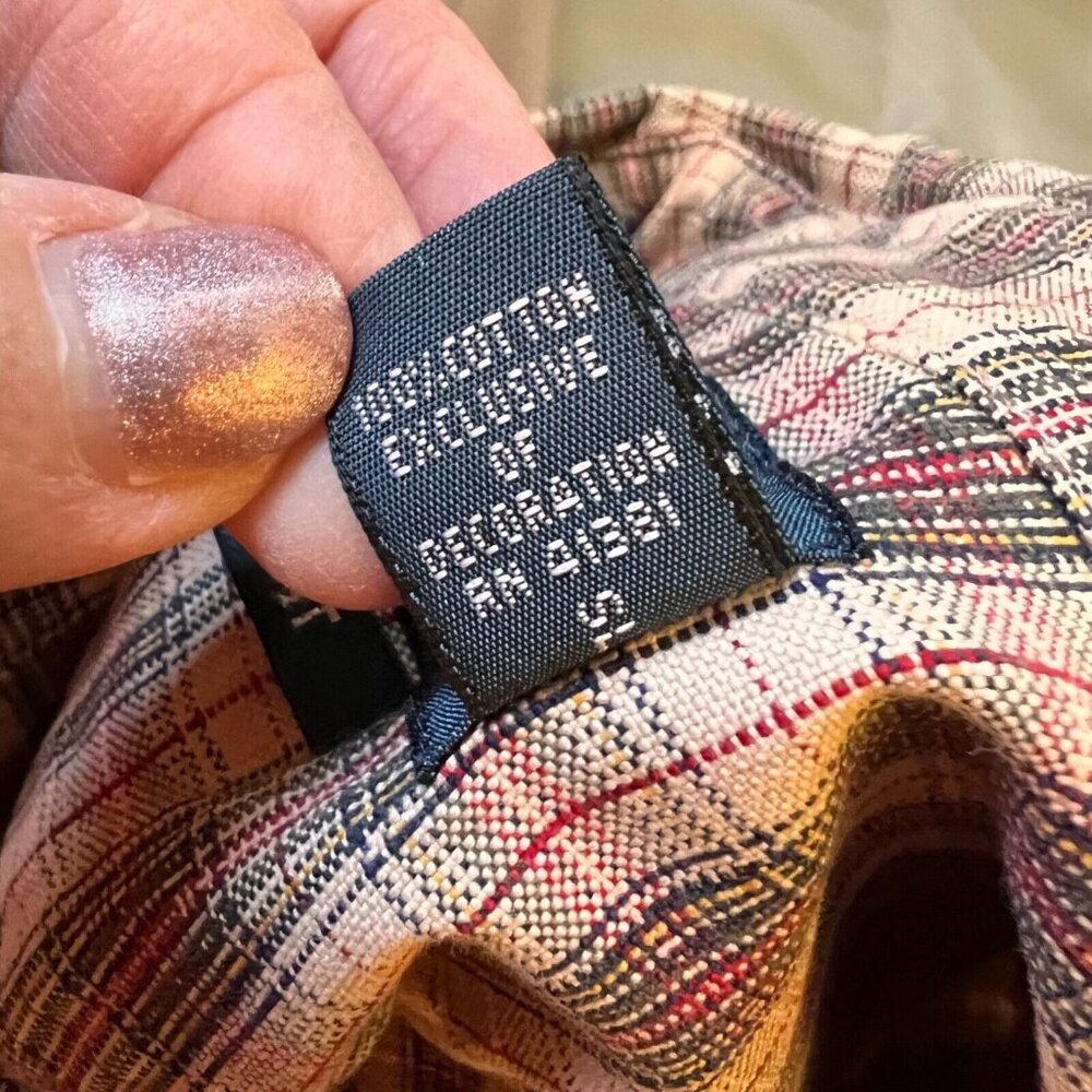 Ralph Lauren Classic Fit Plaid Button Down Shirt Large Pony Logo Tan Green Red - Picture 5 of 11